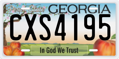 GA license plate CXS4195
