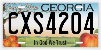 GA license plate CXS4204