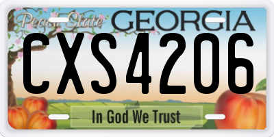 GA license plate CXS4206