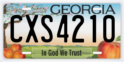 GA license plate CXS4210