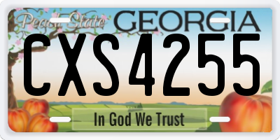 GA license plate CXS4255