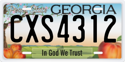 GA license plate CXS4312