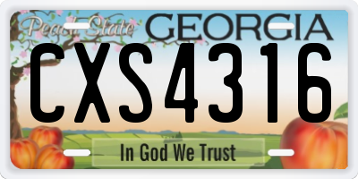 GA license plate CXS4316