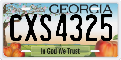 GA license plate CXS4325