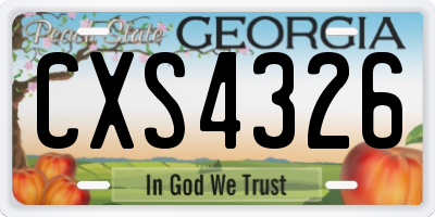 GA license plate CXS4326