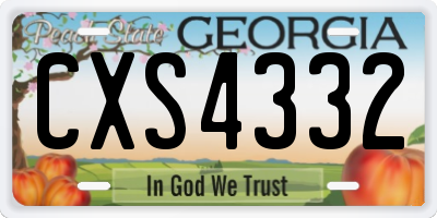 GA license plate CXS4332