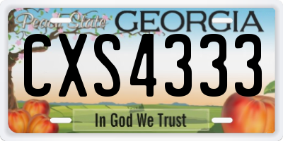 GA license plate CXS4333