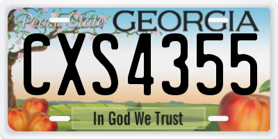 GA license plate CXS4355