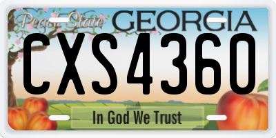 GA license plate CXS4360