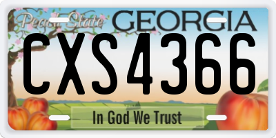 GA license plate CXS4366