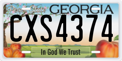 GA license plate CXS4374