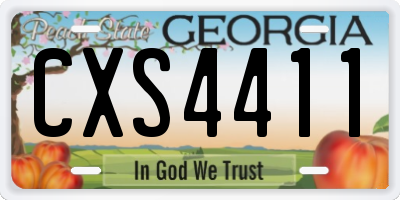 GA license plate CXS4411