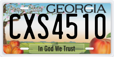 GA license plate CXS4510