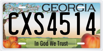 GA license plate CXS4514