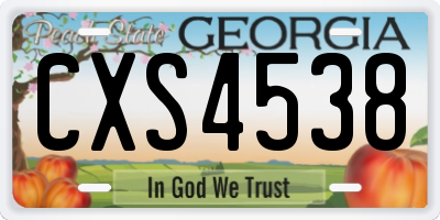 GA license plate CXS4538