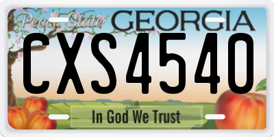 GA license plate CXS4540