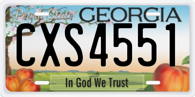 GA license plate CXS4551