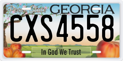 GA license plate CXS4558