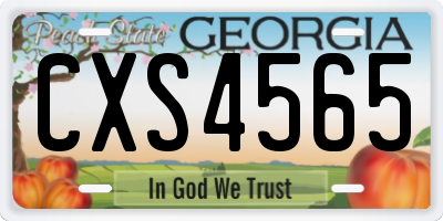 GA license plate CXS4565