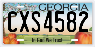 GA license plate CXS4582