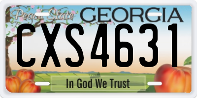 GA license plate CXS4631