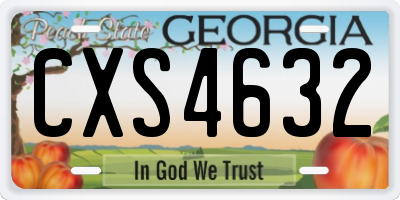 GA license plate CXS4632