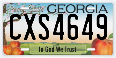 GA license plate CXS4649