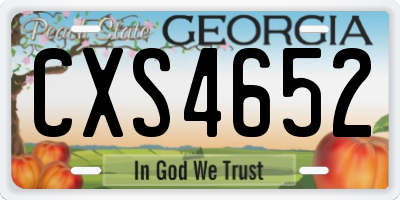 GA license plate CXS4652