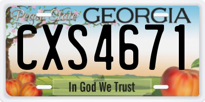 GA license plate CXS4671
