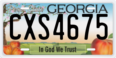 GA license plate CXS4675