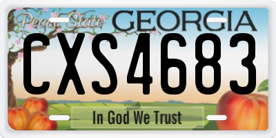 GA license plate CXS4683