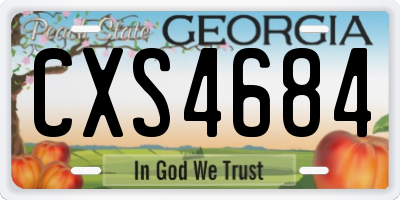 GA license plate CXS4684