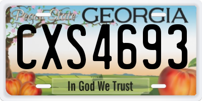 GA license plate CXS4693