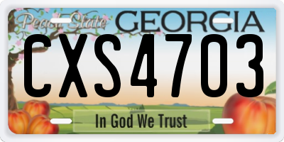 GA license plate CXS4703