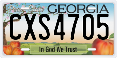 GA license plate CXS4705