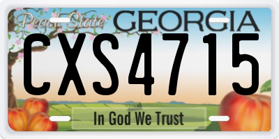 GA license plate CXS4715