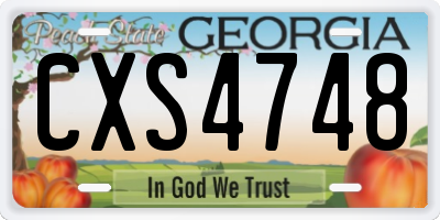 GA license plate CXS4748