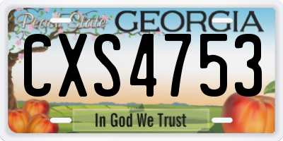 GA license plate CXS4753