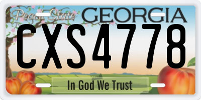 GA license plate CXS4778
