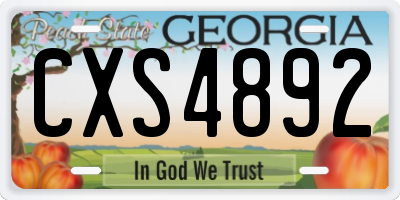 GA license plate CXS4892