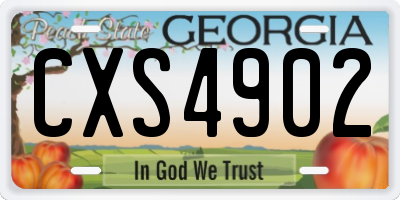 GA license plate CXS4902