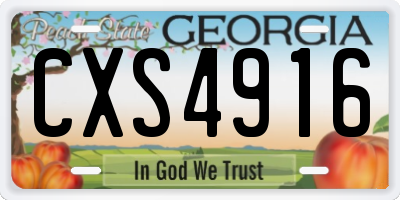GA license plate CXS4916
