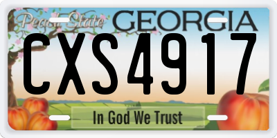 GA license plate CXS4917