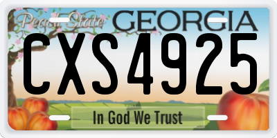 GA license plate CXS4925