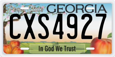GA license plate CXS4927
