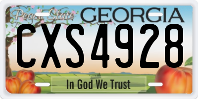GA license plate CXS4928