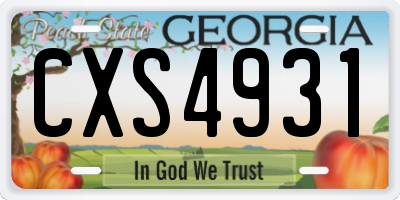GA license plate CXS4931