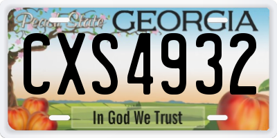 GA license plate CXS4932