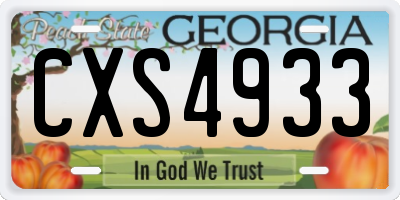 GA license plate CXS4933