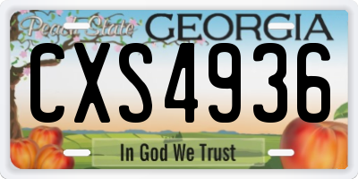 GA license plate CXS4936